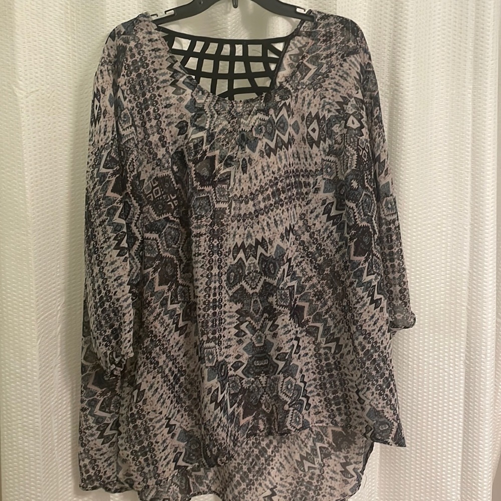 Caged back chiffon blouse